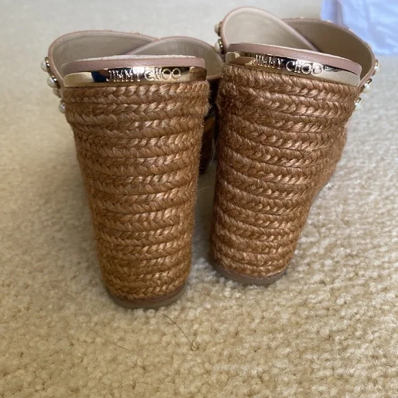 Jimmy Choo Wedge Sandal Taupe Espadrille size 37 - Picture 6 of 7
